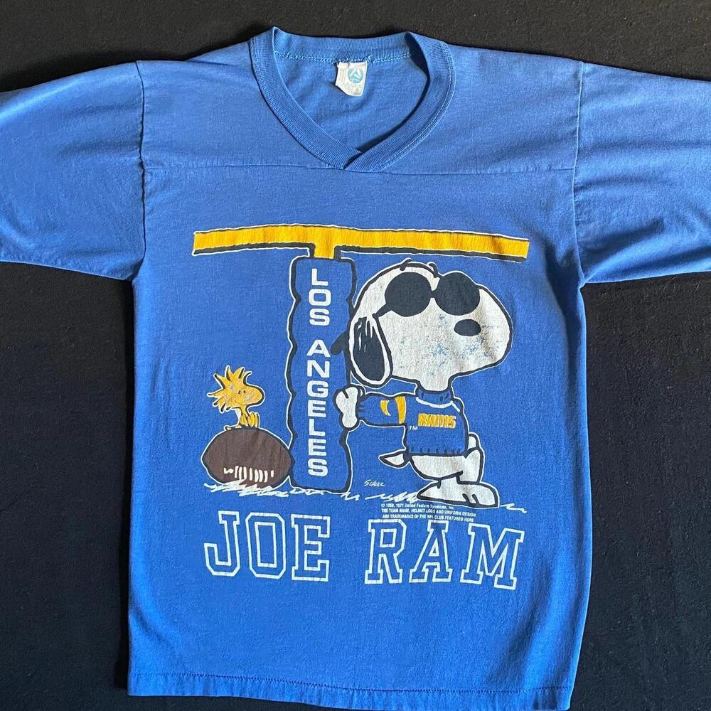 80s Snoopy Joe Ram Los Angeles Rams Football Jersey Style Classic T Shirt - Picture 1 of 4